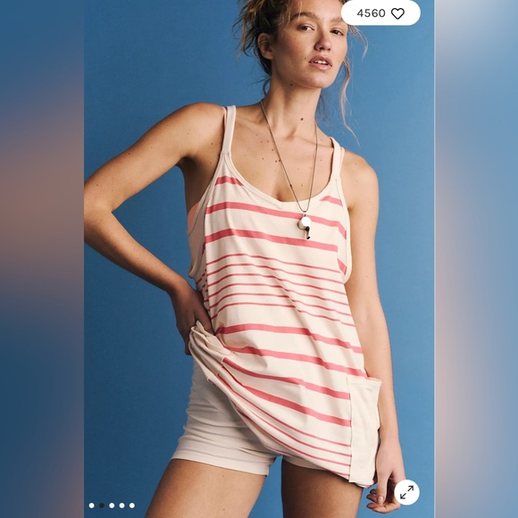 Free People | Hot Shot Mini Printed Dress NWOT | Spring Stripe Ivory - Picture 2 of 11